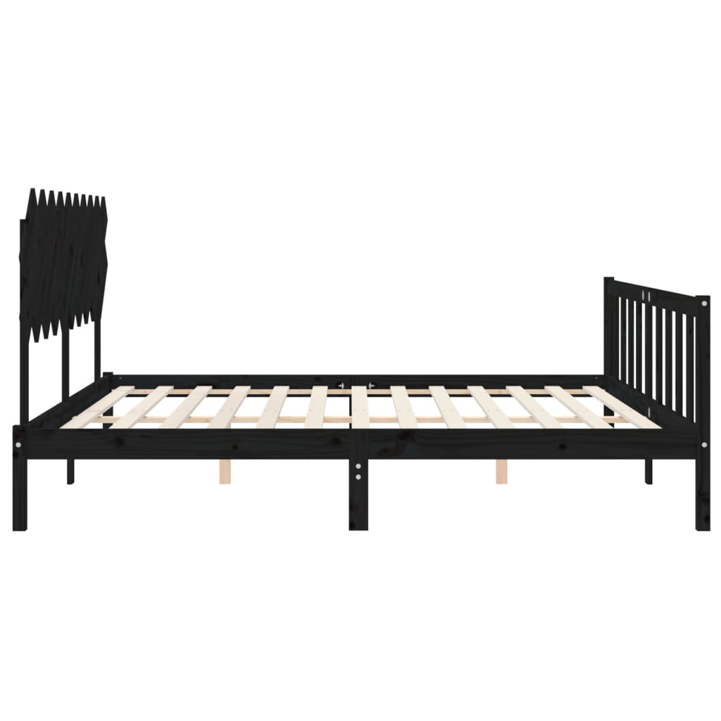 Giroletto con Testiera Nero 200x200 cm in Legno Massello