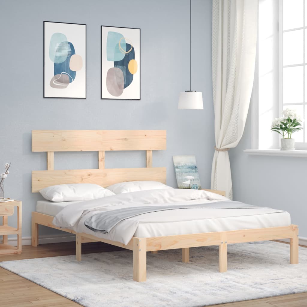 Letto senza Materasso 140x190 cm in Legno Massello di Pino
