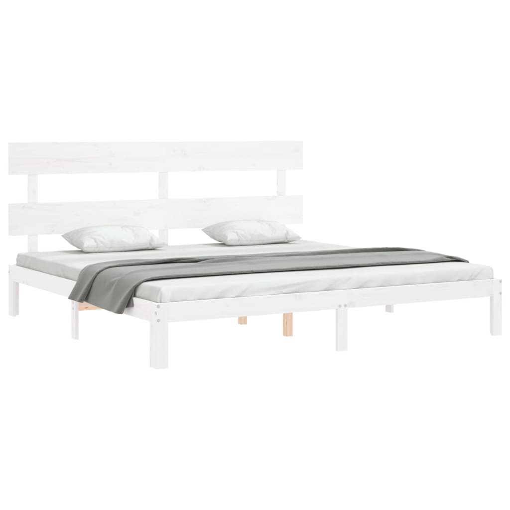 Giroletto Testiera Bianco Super King Size in Legno Massello