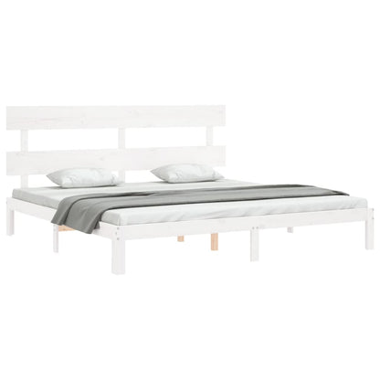 Giroletto Testiera Bianco Super King Size in Legno Massello