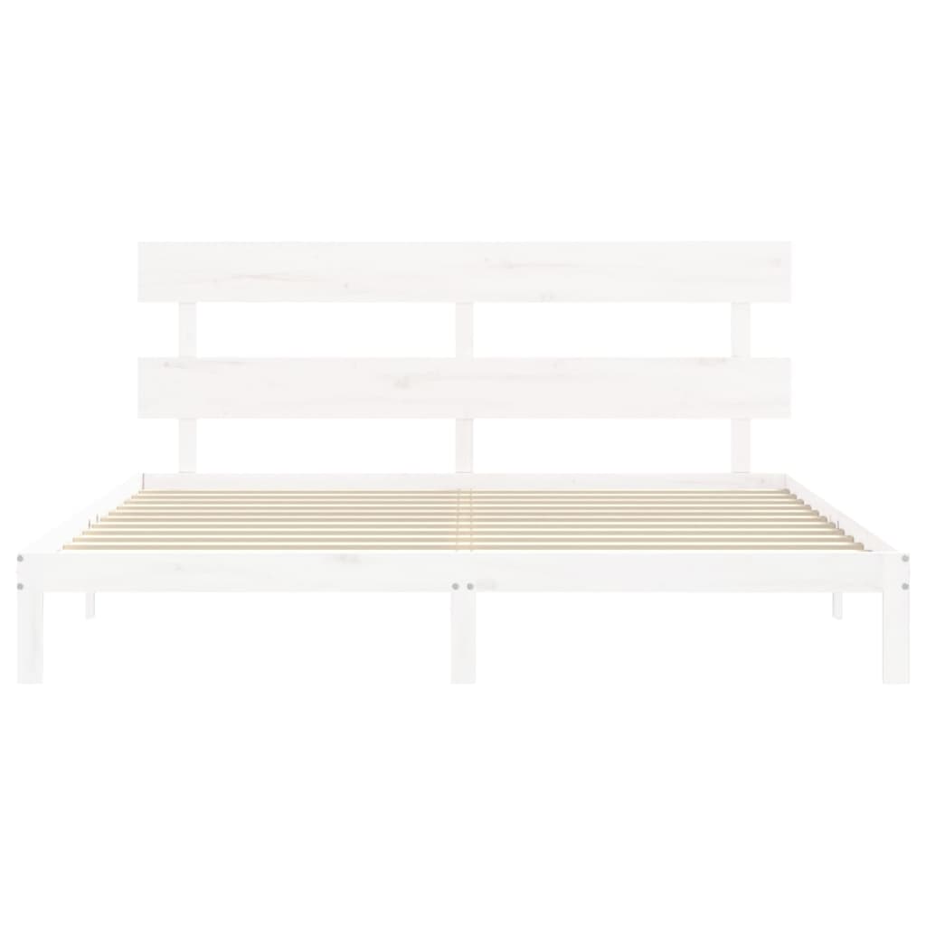 Giroletto Testiera Bianco Super King Size in Legno Massello