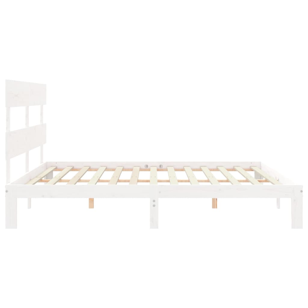 Giroletto Testiera Bianco Super King Size in Legno Massello