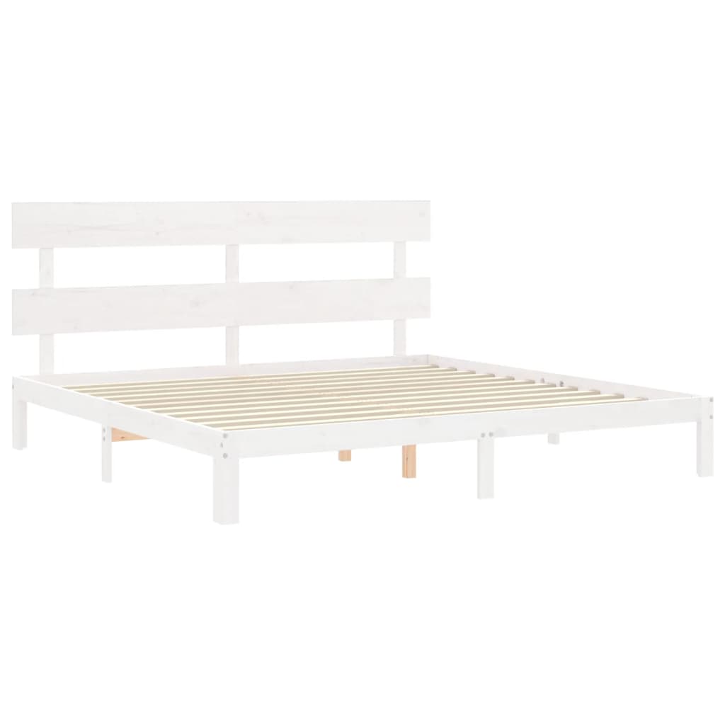 Bed frame with white headboard 200x200 cm in solid wood