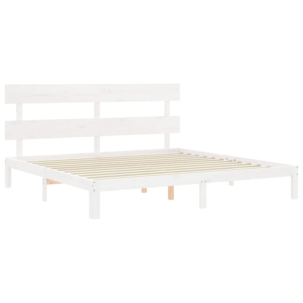 Giroletto senza Materasso Bianco 200x200 cm Legno Massello Pino