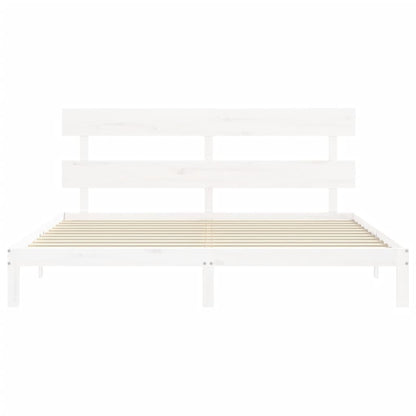 Bed frame with white headboard 200x200 cm in solid wood