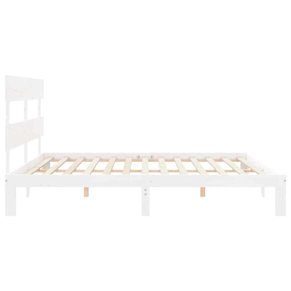 Bed frame with white headboard 200x200 cm in solid wood