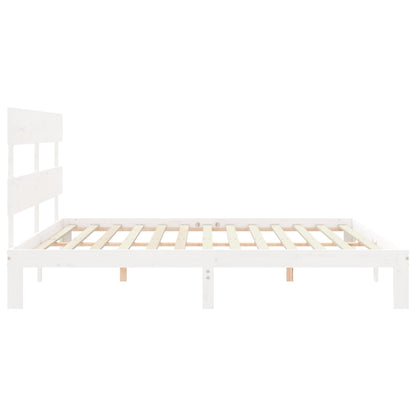 Bed frame with white headboard 200x200 cm in solid wood