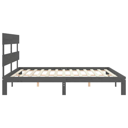Giroletto con Testiera Grigio 200x200 cm in Legno Massello