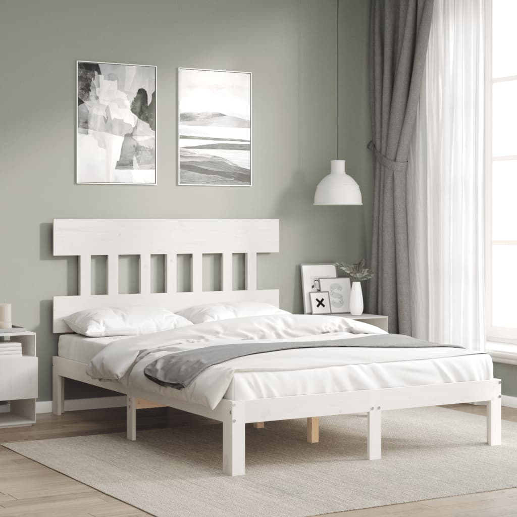 Letto senza Materasso Bianco 140x190 cm Legno Massello di Pino | homemem39