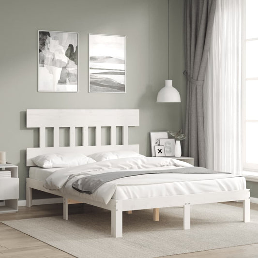 Letto senza Materasso Bianco 140x190 cm Legno Massello di Pino | homemem39