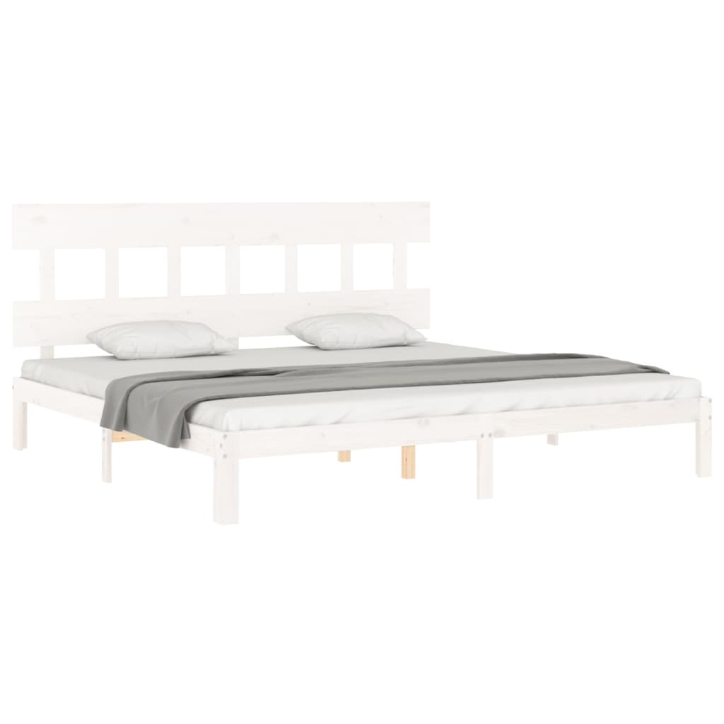 Bed frame with white headboard 200x200 cm in solid wood