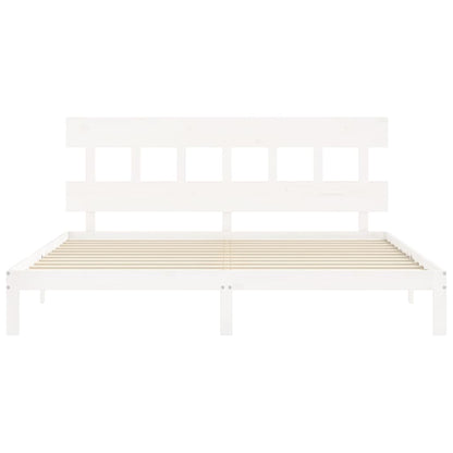 Bed frame with white headboard 200x200 cm in solid wood