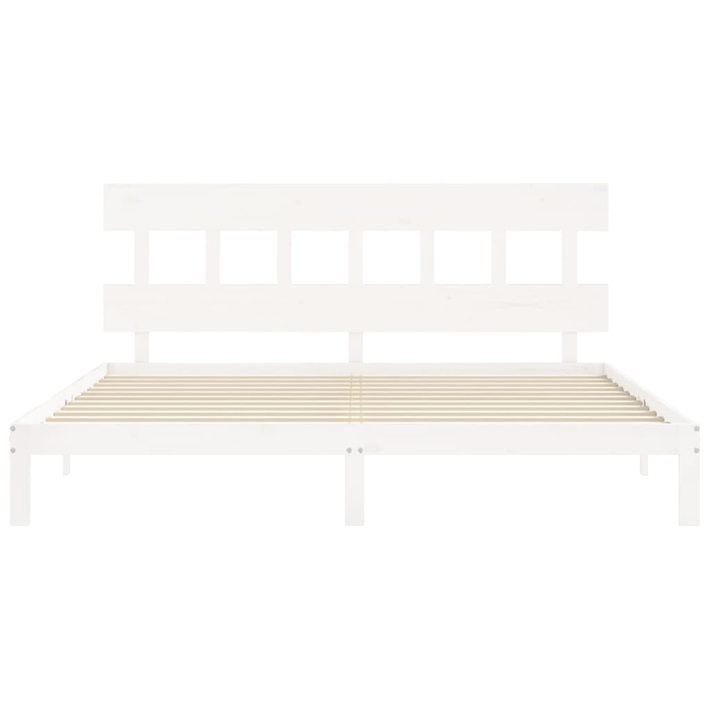 Giroletto senza Materasso Bianco 200x200 cm Legno Massello Pino