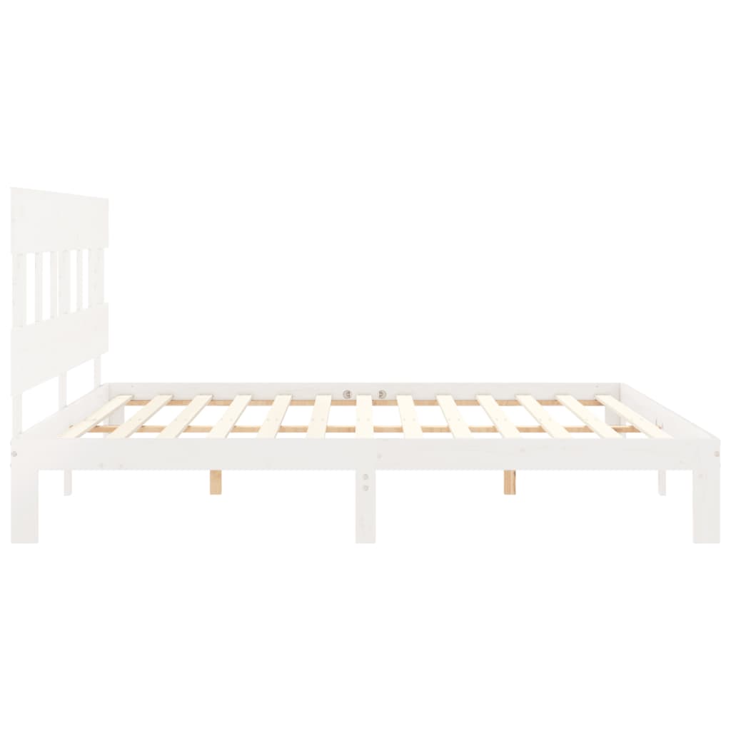 Bed frame with white headboard 200x200 cm in solid wood