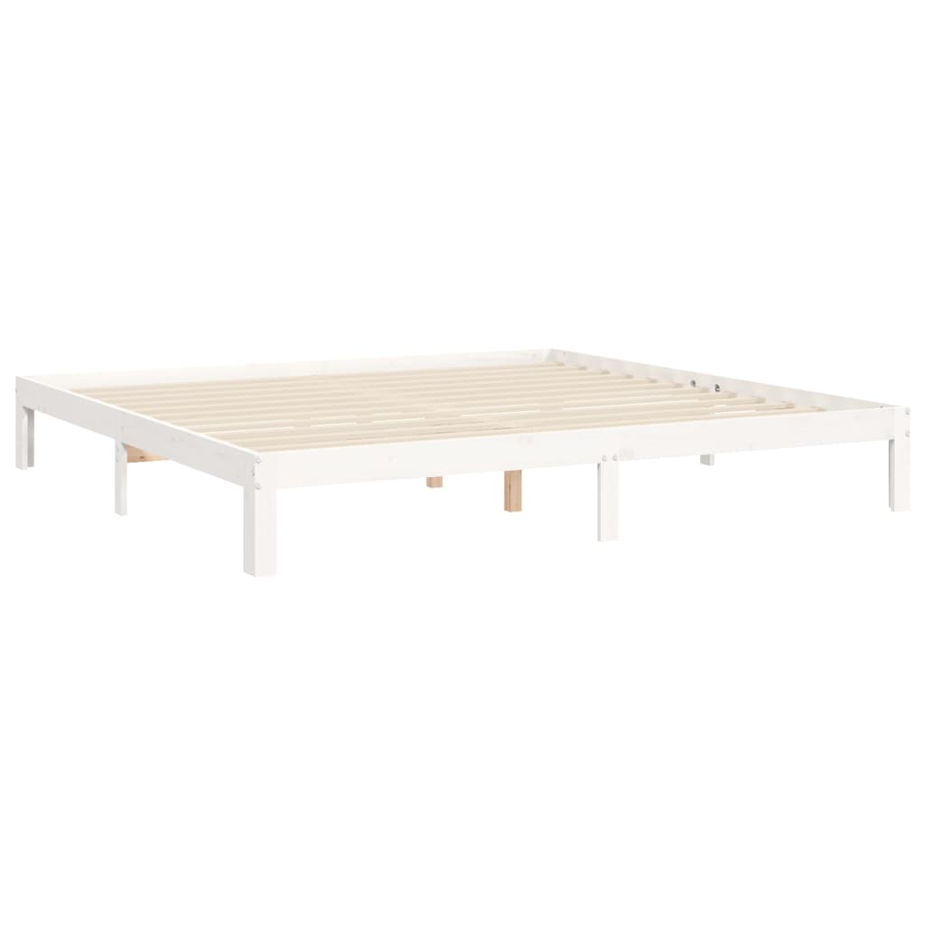 Bed frame with white headboard 200x200 cm in solid wood