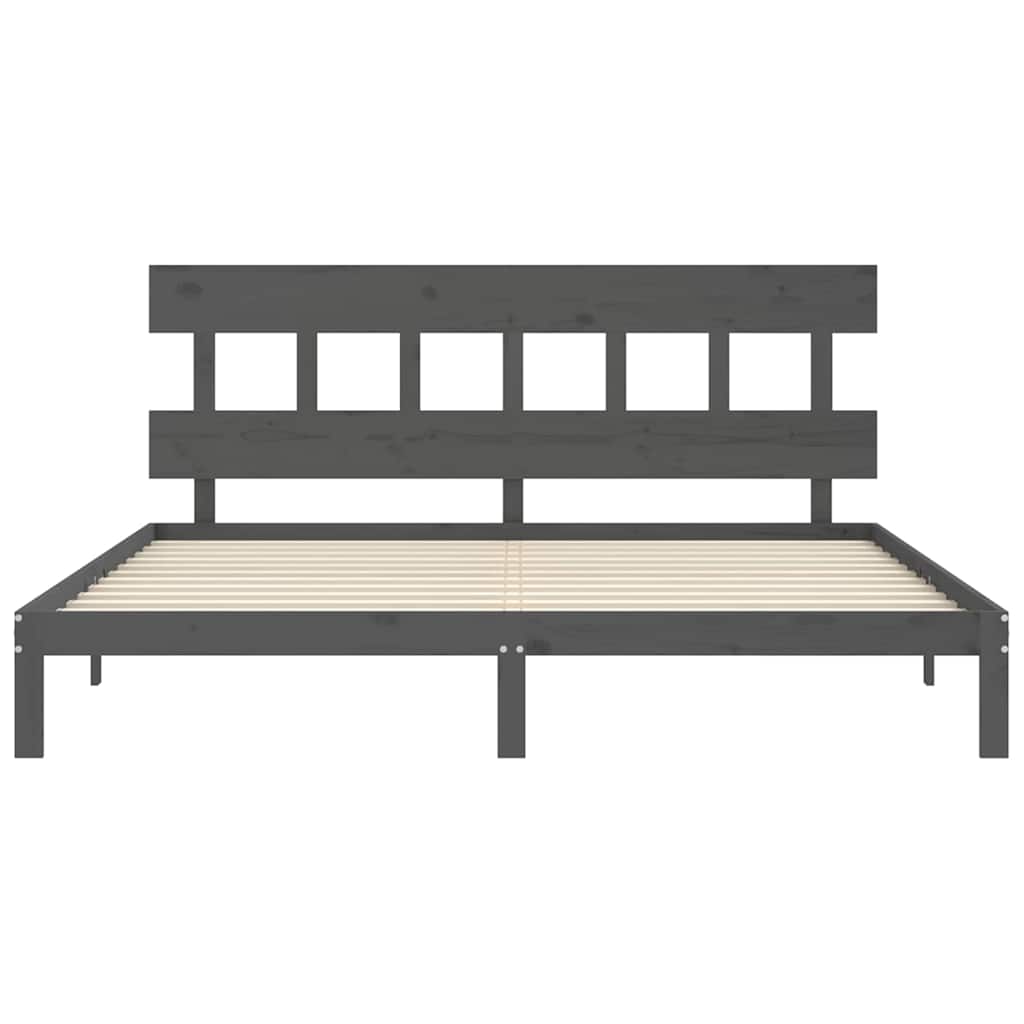 Giroletto con Testiera Grigio 200x200 cm in Legno Massello