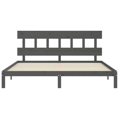 Giroletto con Testiera Grigio 200x200 cm in Legno Massello