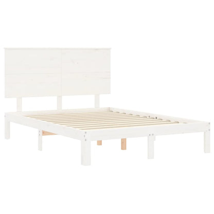 Letto senza Materasso Bianco 140x190 cm Legno Massello di Pino - homemem39