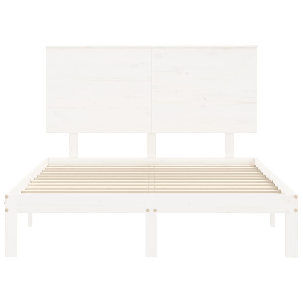 Letto senza Materasso Bianco 140x190 cm Legno Massello di Pino - homemem39