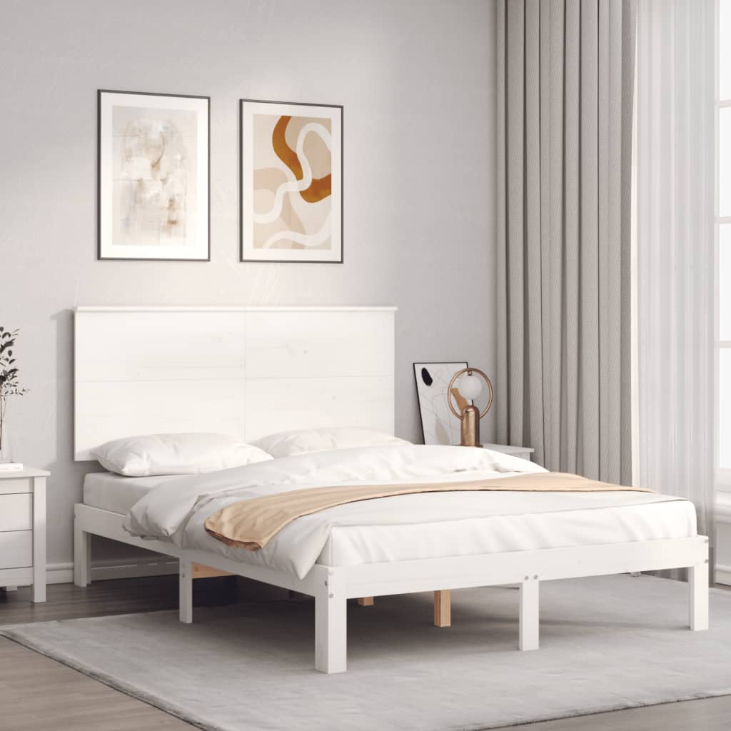Letto senza Materasso Bianco 140x190 cm Legno Massello di Pino - homemem39