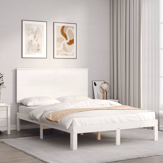 Letto senza Materasso Bianco 140x190 cm Legno Massello di Pino - homemem39