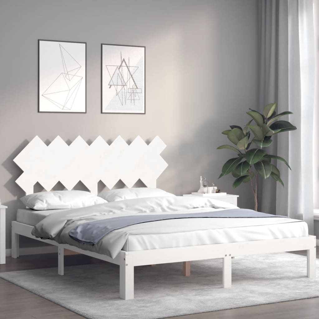 Letto senza Materasso Bianco 140x190 cm Legno Massello di Pino