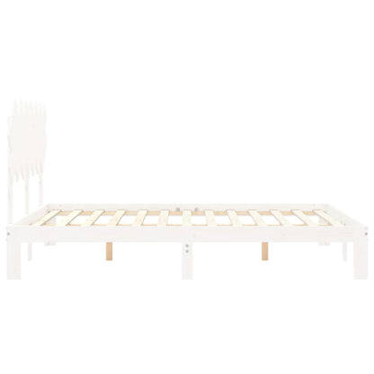 Letto senza Materasso Bianco 140x190 cm Legno Massello di Pino