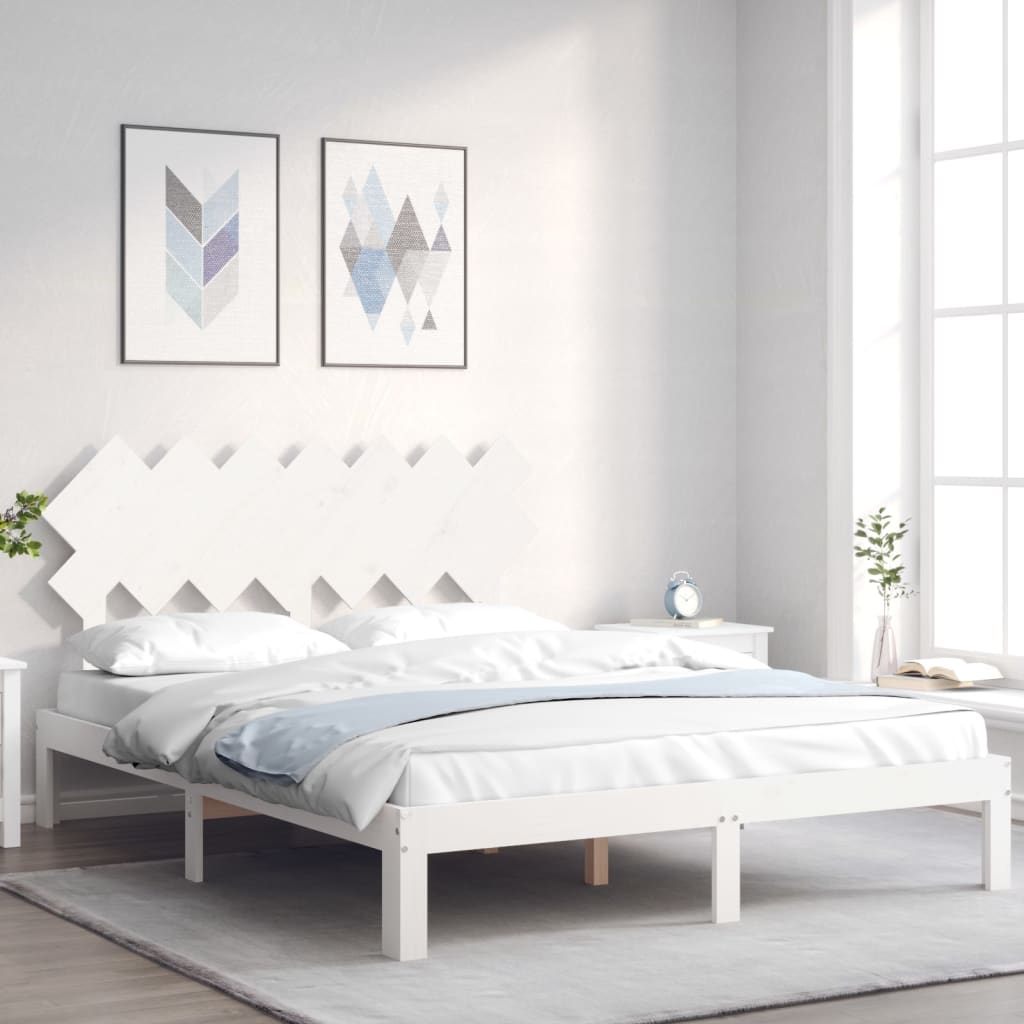 Letto senza Materasso Bianco 140x190 cm Legno Massello di Pino