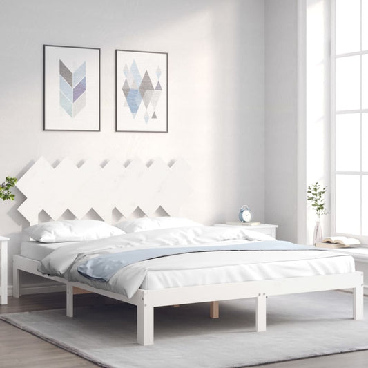 Letto senza Materasso Bianco 140x190 cm Legno Massello di Pino | homemem39