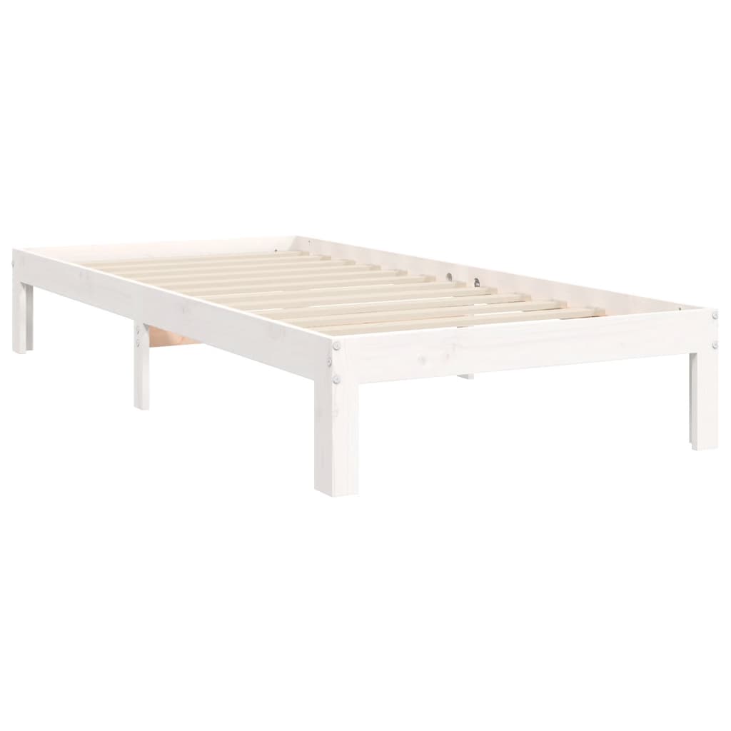 Giroletto senza Materasso Bianco 90x200 cm Legno Massello Pino