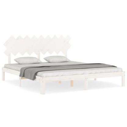 Giroletto Testiera Bianco Super King Size in Legno Massello | homemem39