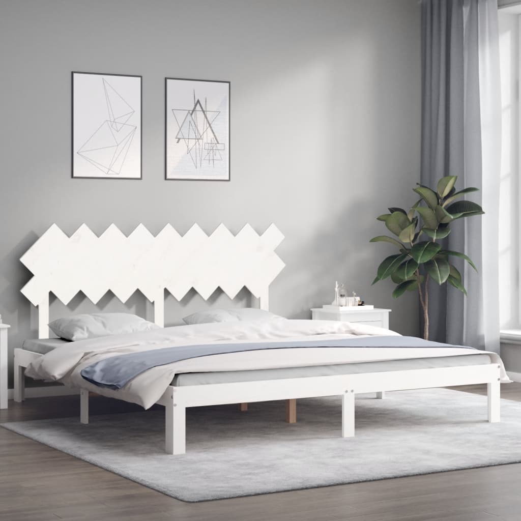 Giroletto Testiera Bianco Super King Size in Legno Massello | homemem39