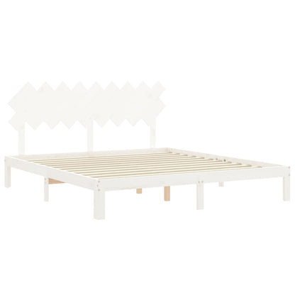 Giroletto Testiera Bianco Super King Size in Legno Massello | homemem39