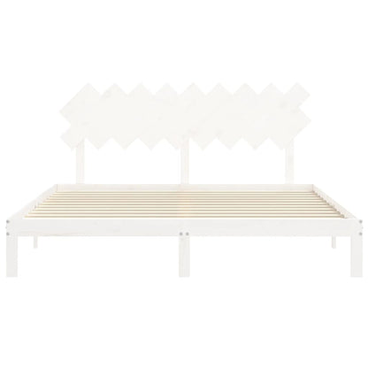 Giroletto Testiera Bianco Super King Size in Legno Massello | homemem39
