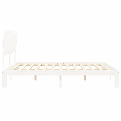 Giroletto Testiera Bianco Super King Size in Legno Massello