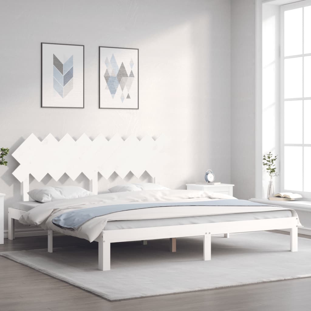 Giroletto Testiera Bianco Super King Size in Legno Massello | homemem39