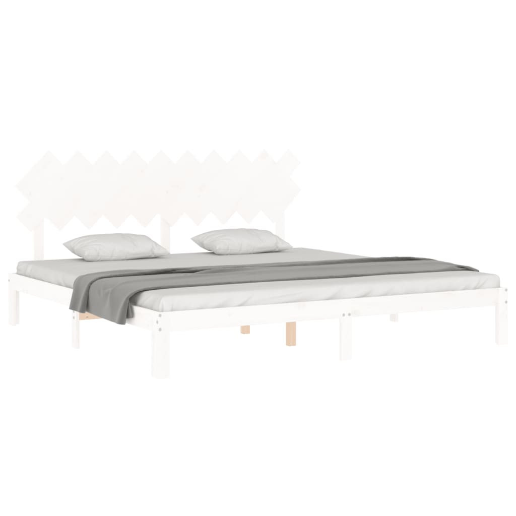 Bed frame with white headboard 200x200 cm in solid wood