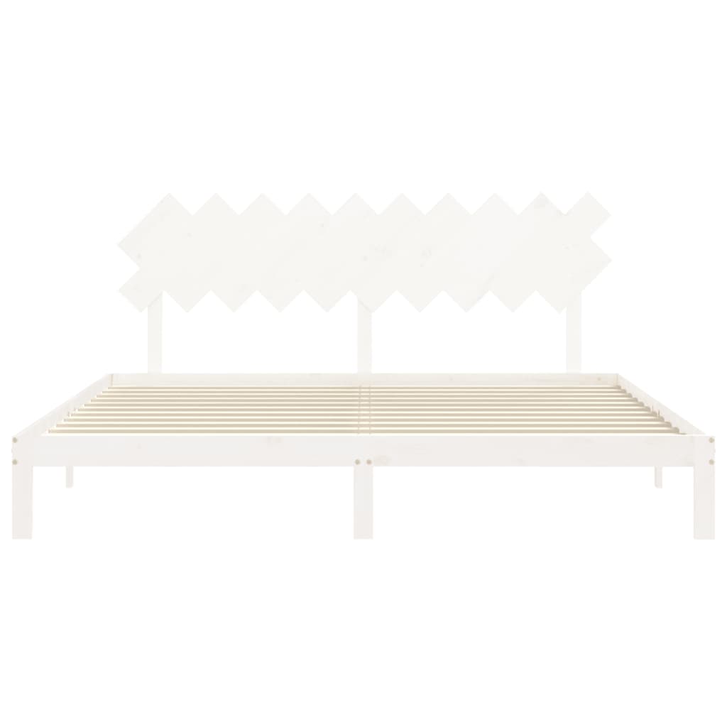 Bed frame with white headboard 200x200 cm in solid wood