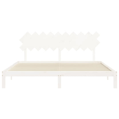 Bed frame with white headboard 200x200 cm in solid wood