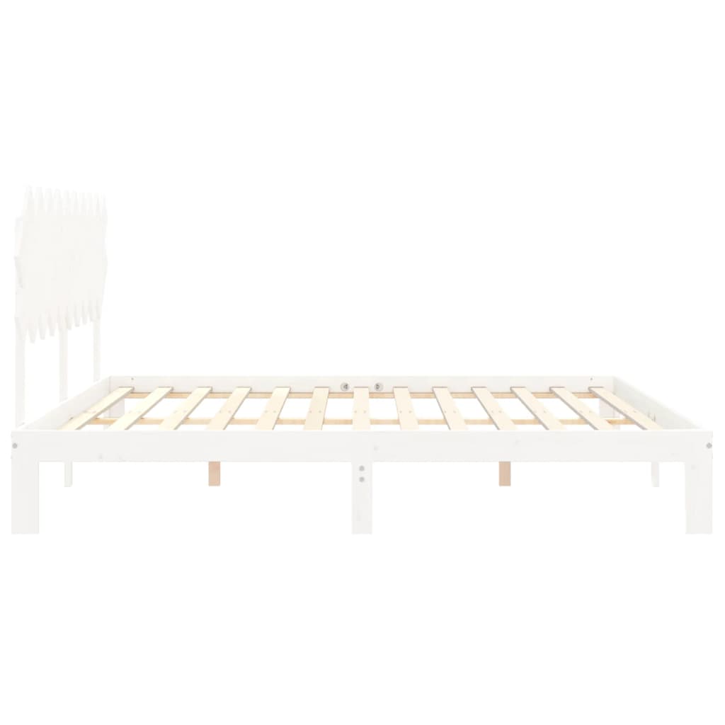 Bed frame with white headboard 200x200 cm in solid wood