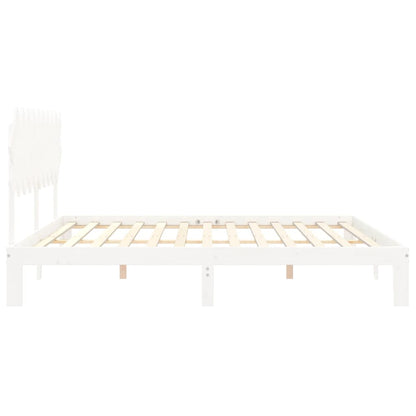 Giroletto senza Materasso Bianco 200x200 cm Legno Massello Pino