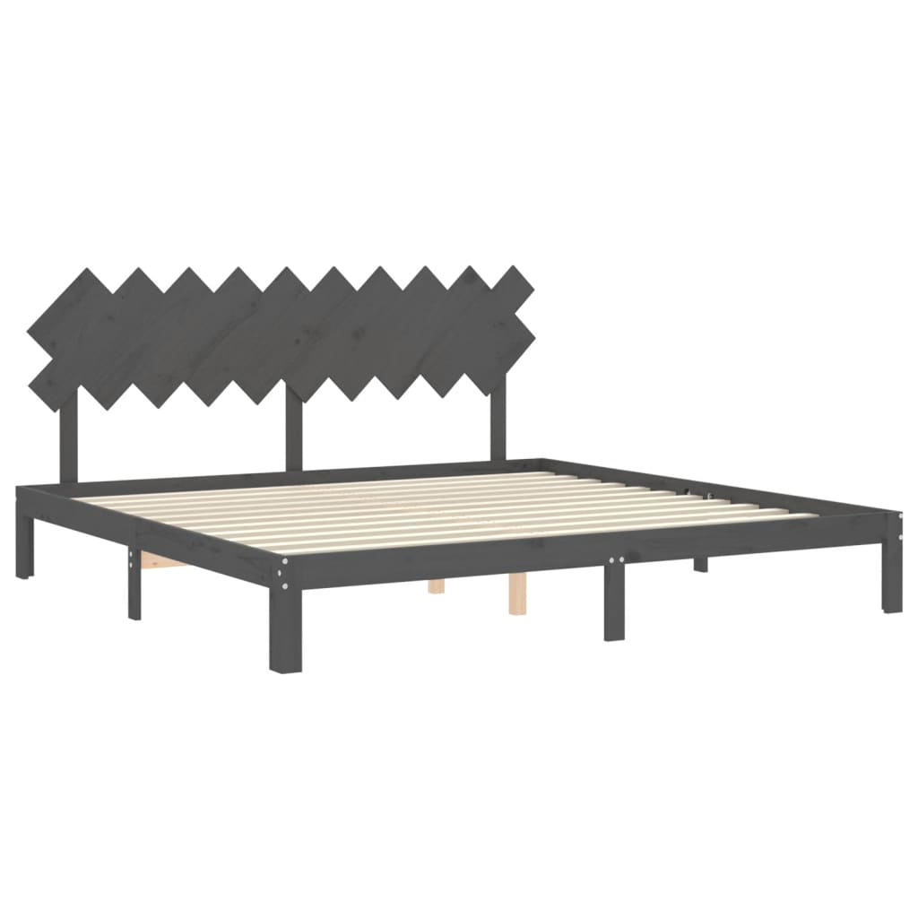 Giroletto con Testiera Grigio 200x200 cm in Legno Massello