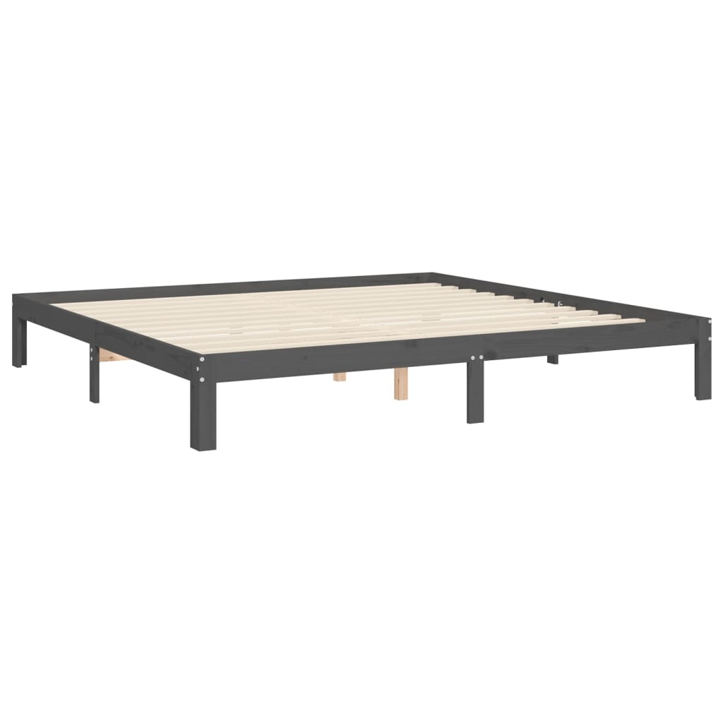 Giroletto con Testiera Grigio 200x200 cm in Legno Massello