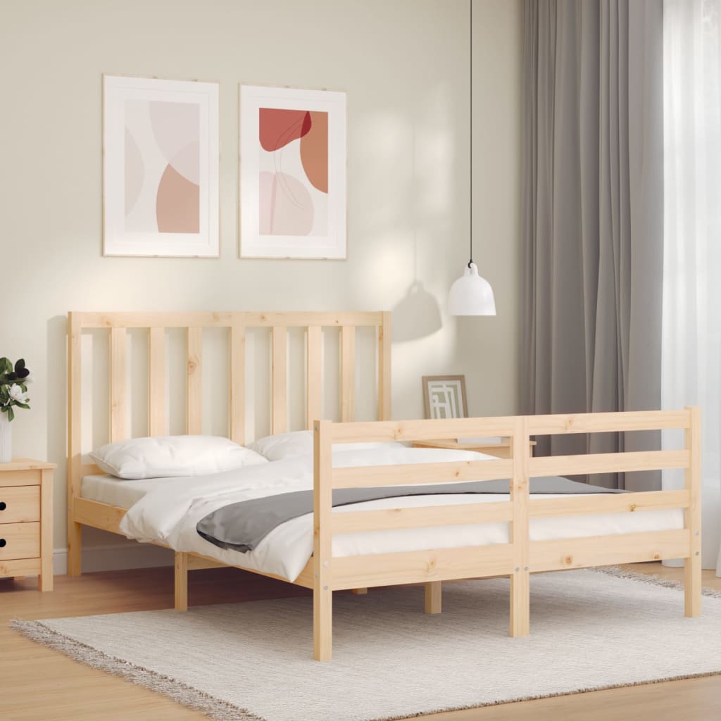 Letto senza Materasso 140x190 cm in Legno Massello di Pino