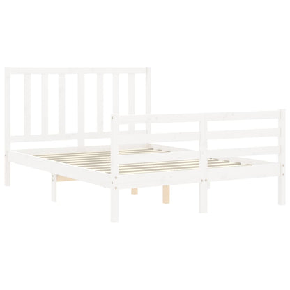 Letto senza Materasso Bianco 140x190 cm Legno Massello di Pino