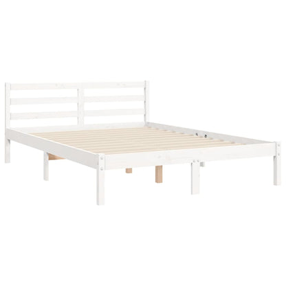 Letto senza Materasso Bianco 140x190 cm Legno Massello di Pino