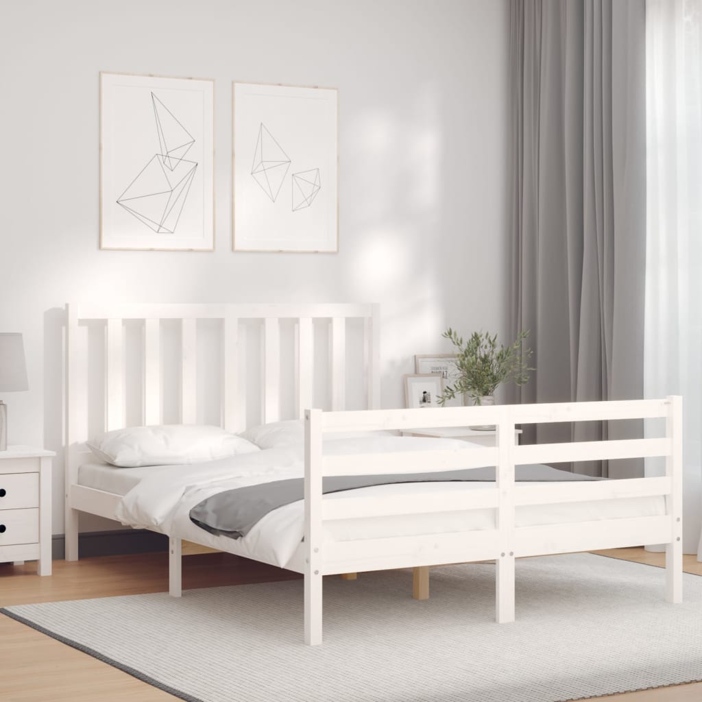 Letto senza Materasso Bianco 140x190 cm Legno Massello di Pino