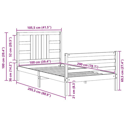 Giroletto senza Materasso Bianco 100x200 cm Legno Massello Pino