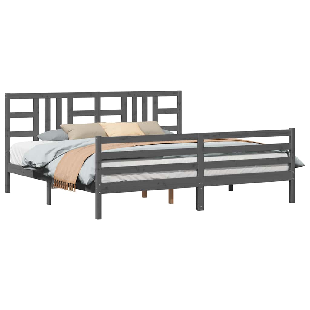 Giroletto con Testiera Grigio 200x200 cm in Legno Massello | homemem39