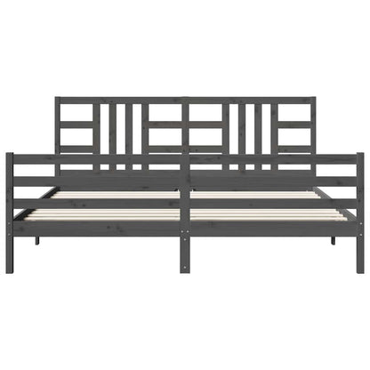 Giroletto con Testiera Grigio 200x200 cm in Legno Massello | homemem39